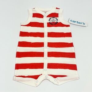 Carter's Baby Boys’ Red & White Nautical Striped Romper NWT
